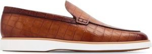 Magnanni crocodile-effect leather loafers Brown