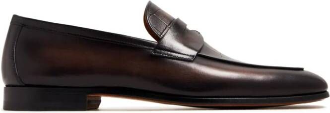 Magnanni crocodile-effect leather loafers Brown