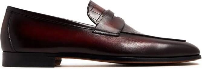Magnanni crocodile-effect leather loafers Red