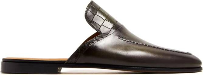 Magnanni crocodile-effect leather slippers Green
