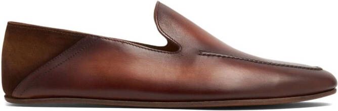 Magnanni Heston almond-toe leather slippers Brown