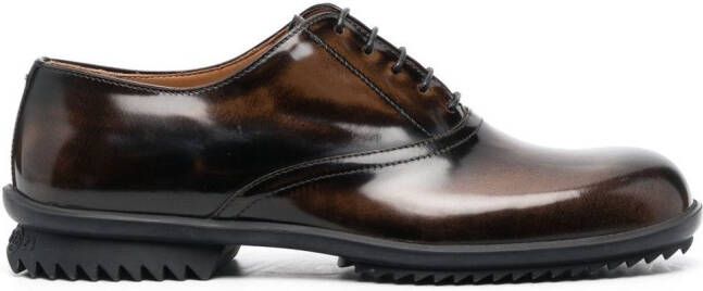 Maison Margiela numbers-embossed leather Derby shoes Brown