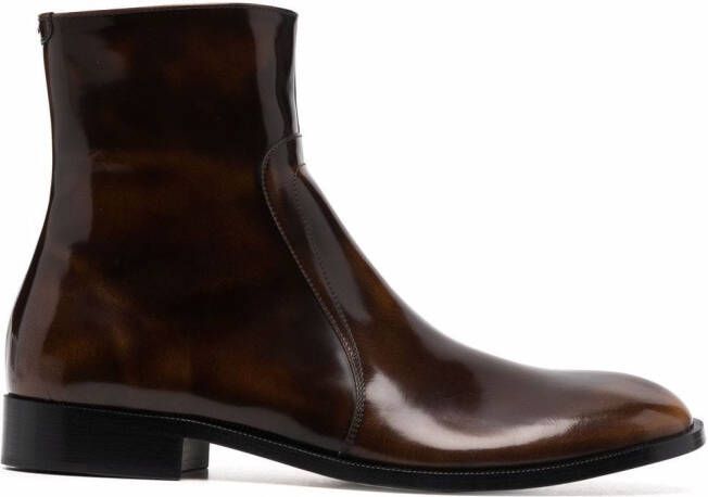 Maison Margiela waxed leather boots Brown