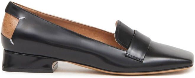 Maison Margiela square-toe leather moccasin loafers Black