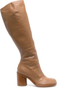 Maison Margiela Tabi 85mm leather knee-high boots Brown