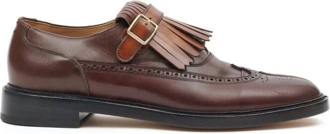 Maison Margiela Tabi Monster fringed leather brogues Brown