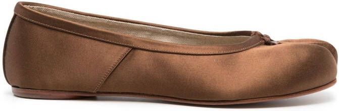 Maison Margiela Tabi satin ballerina shoes Brown