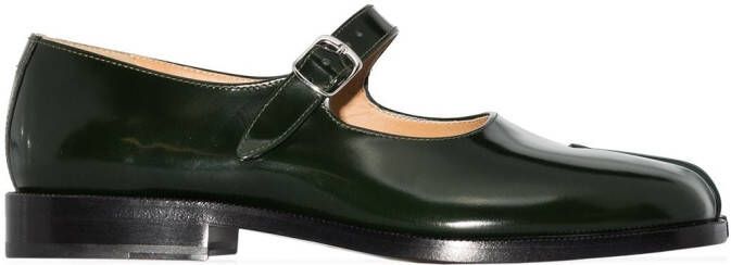 Maison Margiela Tabi leather Mary Jane shoes Green