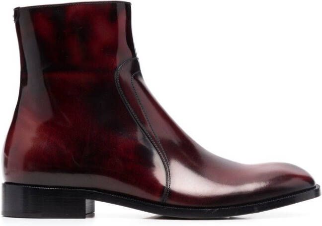 Maison Margiela waxed leather ankle boots Red