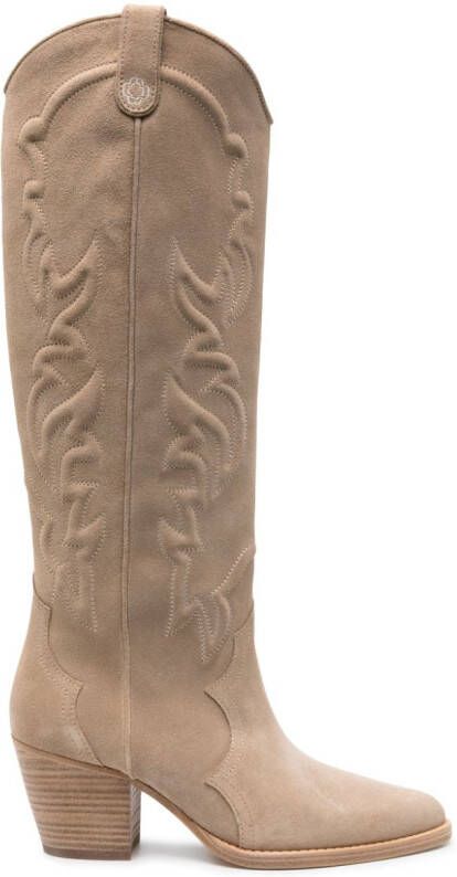 Maje 60mm suede boots Neutrals
