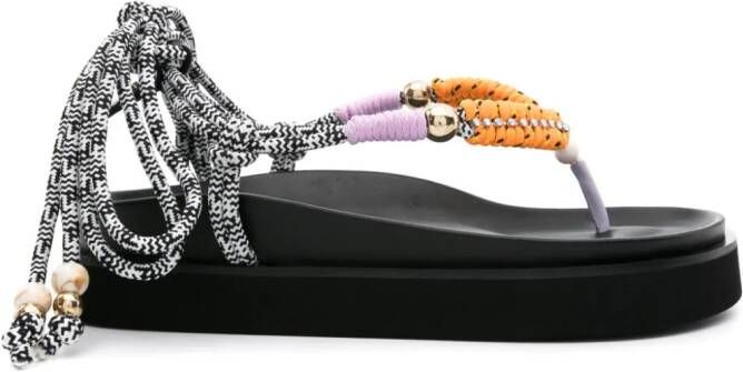Maje bead-detailed lace-up sandals Purple