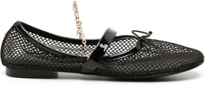 Maje chain-detail mesh ballerina shoes Black