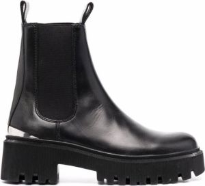 Maje chunky slip-on leather boots Black