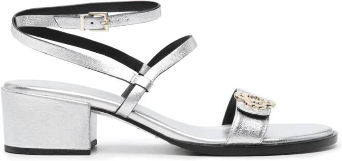 Maje Clover-plaque metallic sandals Silver