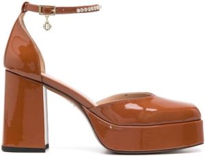 Maje Franci patent-leather platform pumps Brown
