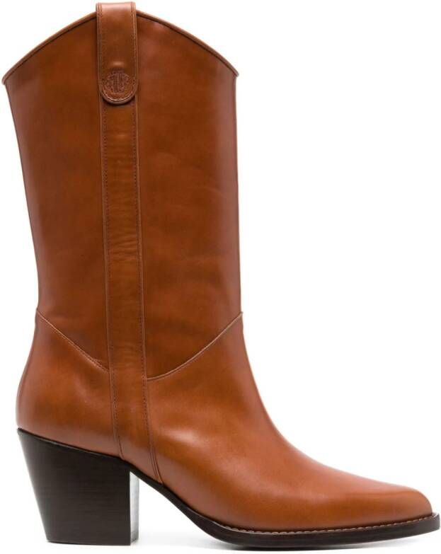 Maje 75mm leather cowboy boots Brown