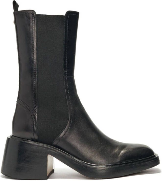 Maje square-toe leather ankle boots Black
