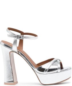Malone Souliers 130mm metallic leather sandals Silver