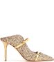 Malone Souliers 85mm glittered leather mules Gold - Thumbnail 1