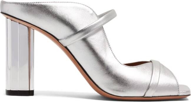 Malone Souliers 90mm metallic-effect leather pumps Silver