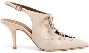 Malone Souliers Alessandra 70mm lace-up pumps Neutrals