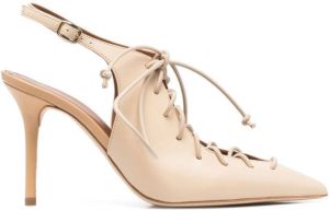 Malone Souliers Alessandra 85mm lace-up pumps Neutrals