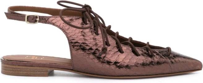 Malone Souliers Alessandra lace-up metallic slingbacks Brown