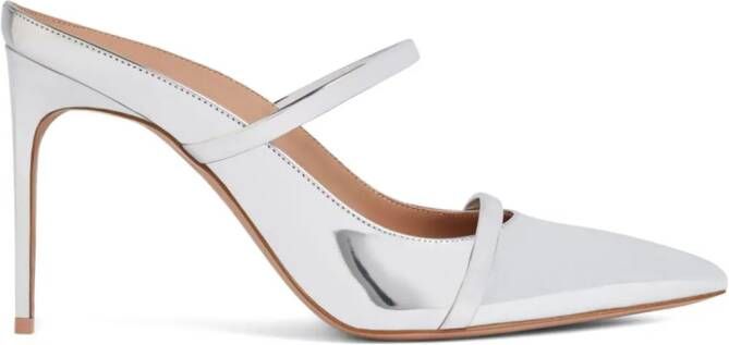 Malone Souliers Aurora 90mm leather mules Silver