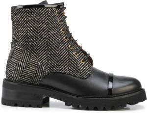 Malone Souliers herringbone pattern lace-up boots Black
