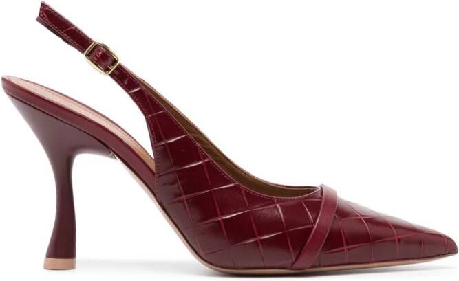 Malone Souliers Jama 90mm crocodile-embossed leather pumps Red
