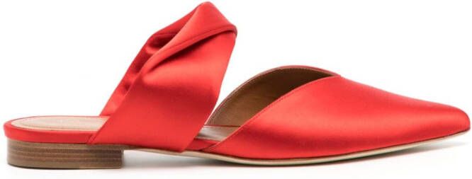 Malone Souliers Maisie twist-detail satin mules Red