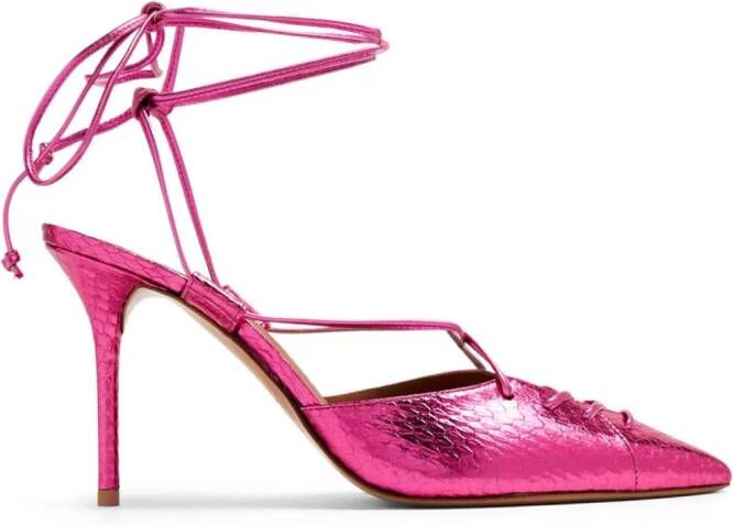 Malone Souliers Marianna 85mm embossed lizard-skin pumps Pink