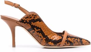 Malone Souliers Marion 70mm snakeskin-print pumps Brown