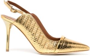 Malone Souliers Marion 85mm crocodile-effect pumps Gold