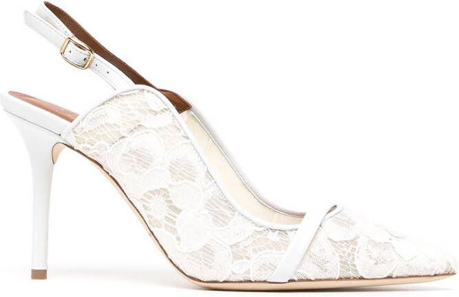Malone Souliers Marion 85mm lace pumps White