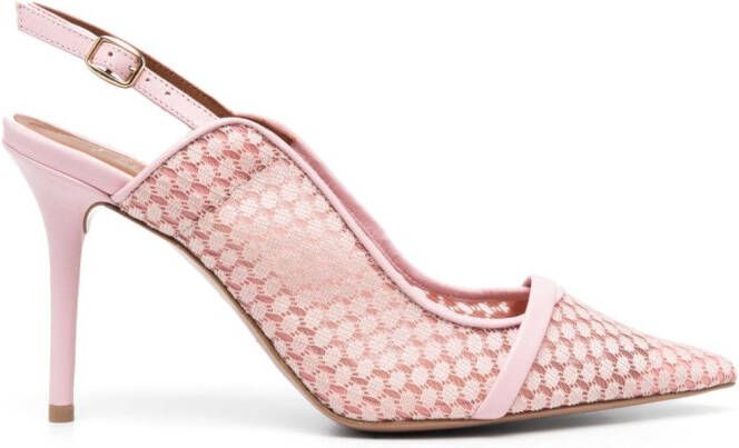 Malone Souliers Marion 85mm mesh slingback pumps Pink