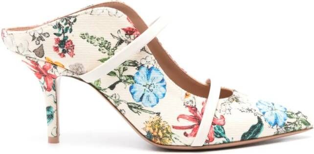 Malone Souliers Maureen 70mm floral-print mules Neutrals