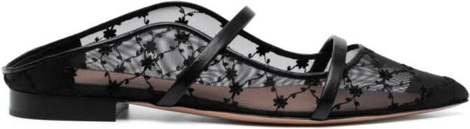 Malone Souliers Maureen floral-embroidered mules Black