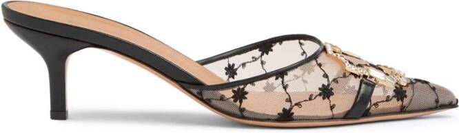 Malone Souliers Missy 45mm floral-embroidered mules Neutrals