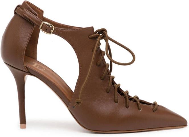 Malone Souliers Montana 85mm lace-up pumps Brown