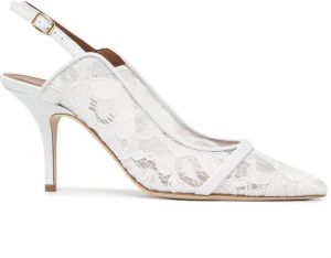 Malone Souliers pointed lace pumps White