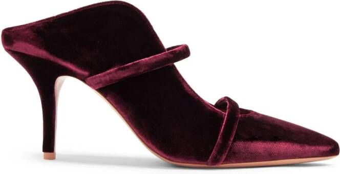 Malone Souliers pointed-toe velvet mules Red