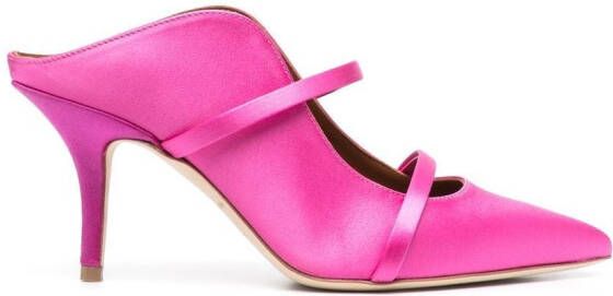 Malone Souliers satin finish pointed toe mules Pink