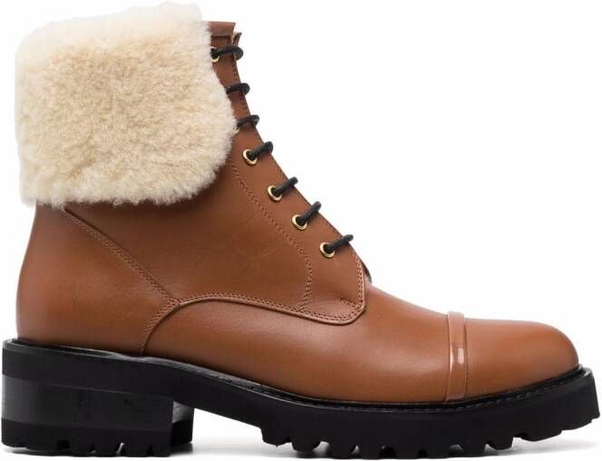 Malone Souliers shearling-trim ankle boots Brown