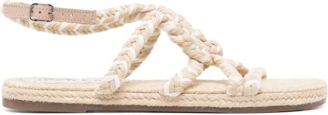 Manebi braid-detailed raffia espadrilles Neutrals