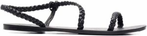 Manebi braided slingback leather sandals Black