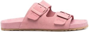 Manebi buckled suede sandals Pink
