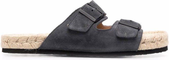 Manebi buckled suede slides Grey