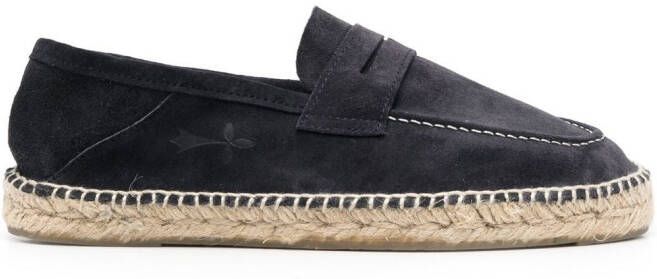 Manebi decorative-stitch suede espadrilles Blue