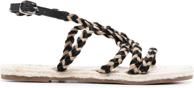 Manebi flat rope sandals Black